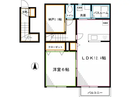 フォレストコート A棟(1SLDK/2階)の間取り写真
