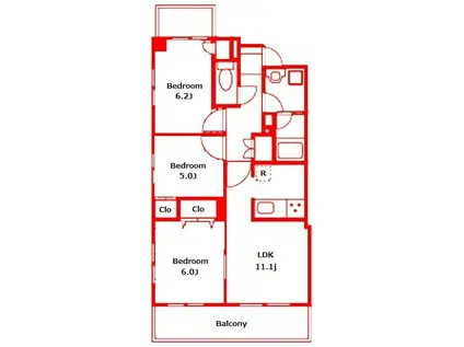 サンバレー上大岡VII(3LDK/4階)の間取り写真