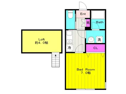 シティハイツ中野島(1K/2階)の間取り写真