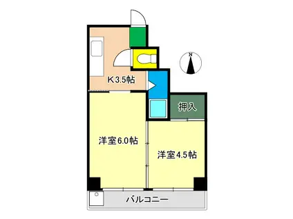 ハイツ寿(2K/1階)の間取り写真