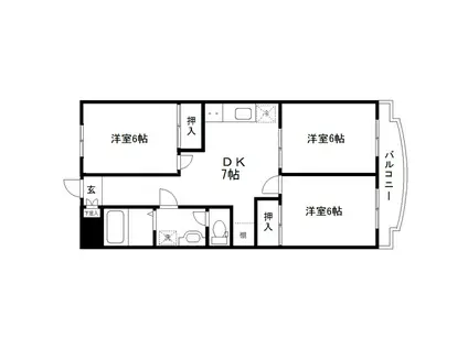 フォーシーズンマンションA(3DK/1階)の間取り写真