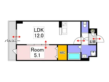 TRINITY(1LDK/5階)の間取り写真