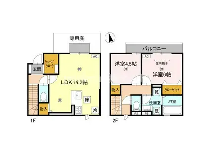 トリシアコートあべのTS(2LDK/1階)の間取り写真