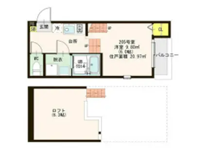 フレイス二軒茶屋(1K/2階)の間取り写真