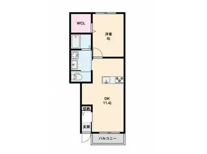 グランシャリオ55 B棟(1LDK/1階)の間取り写真