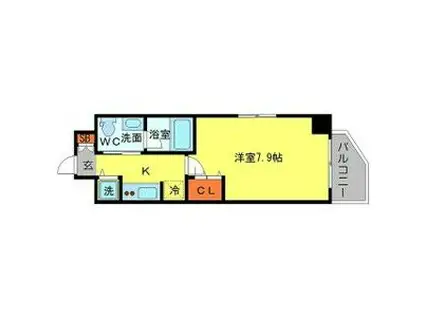 アーデン堺筋本町(1K/6階)の間取り写真