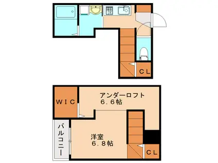 ドリームウッズ伊都VIII(1K/1階)の間取り写真