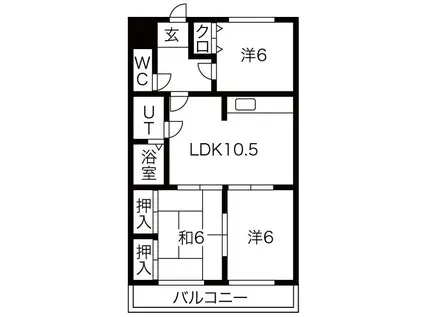 グリーンヒルズ朝宮(3LDK/5階)の間取り写真
