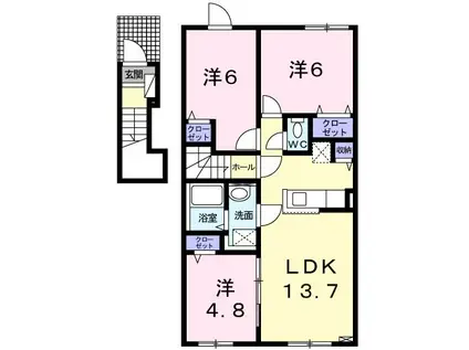 ヴィエルジM(3LDK/2階)の間取り写真