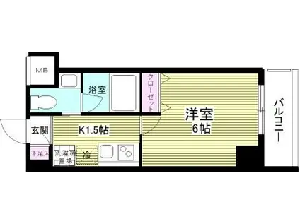 ライツェント石島(1K/3階)の間取り写真