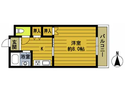 第2ブルースカイ(1K/3階)の間取り写真