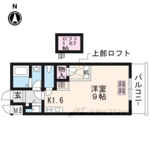 ホワイトハイムKAGAMIISHI(1K/1階)の間取り写真