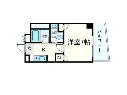 W.O.B HONMACHI-ウエスト(1K/9階)の間取り写真