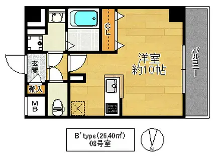 ヴァンスタージュ大阪城イースト(ワンルーム/6階)の間取り写真