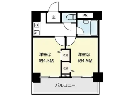 木川東エクセルハイツ(2K/4階)の間取り写真