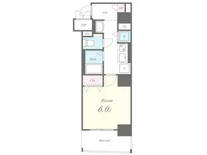 コンフォール門前仲町(1K/2階)の間取り写真