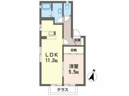 ノースウィングII(1LDK/1階)の間取り写真