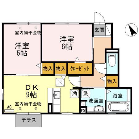 グランドソレイユ(2DK/1階)の間取り写真