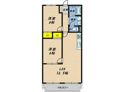 すみれ橋第二コーポ4号棟(2LDK/6階)の間取り写真