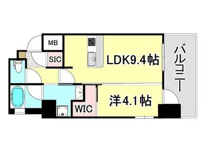 エステムコート新神戸2駅前山手(1LDK/12階)の間取り写真