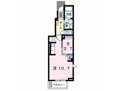 ウエスト ヒルズIII(ワンルーム/1階)の間取り写真