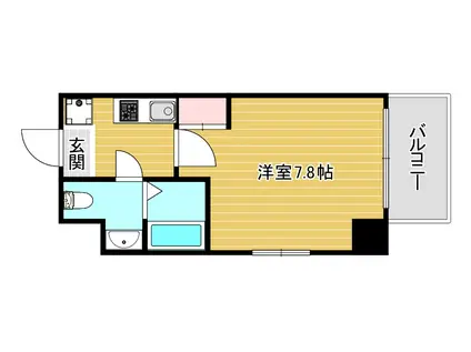 ヒルズ夕陽丘(1K/4階)の間取り写真