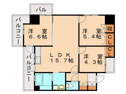 ピボットコート今池(3LDK/3階)の間取り写真