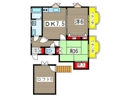 第一幸栄コーポ(2DK/2階)の間取り写真