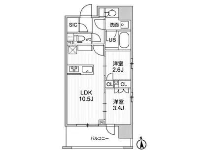 SEASON FLATS新御徒町イースト(2LDK/8階)の間取り写真
