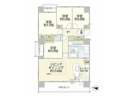 アルビオガーデン北24条(4LDK/7階)の間取り写真