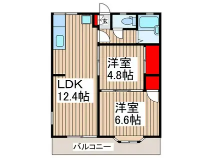 コスモ ハイツ(2LDK/1階)の間取り写真