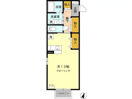 イーグルスKTV(ワンルーム/2階)の間取り写真