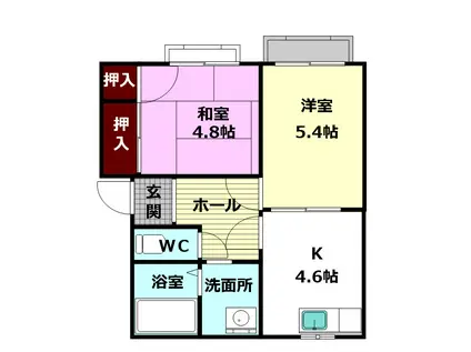 クレセール学園前B・C(2K/2階)の間取り写真