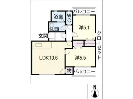 LAHAINA(2LDK/3階)の間取り写真