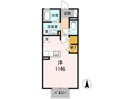 メゾン・ド・ラヴィ金屋橋 N(ワンルーム/1階)の間取り写真