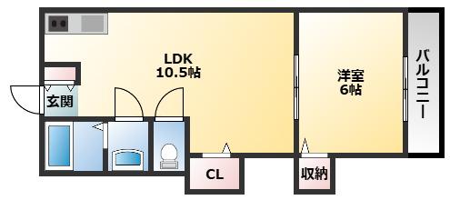 小畑コーポラスA棟(1LDK/2階)の間取り写真