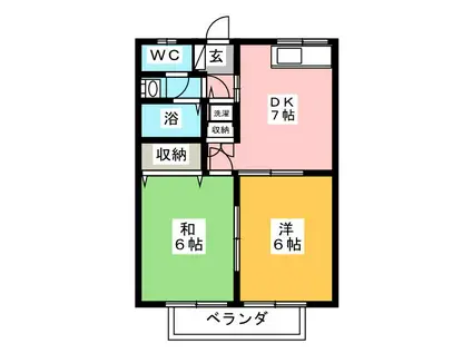アルクール(2DK/2階)の間取り写真