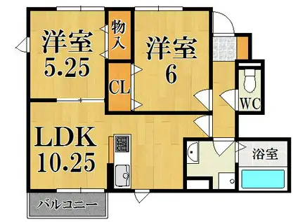 コージーコートB(2LDK/1階)の間取り写真