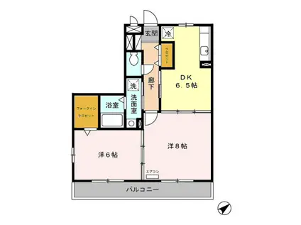 グランフィールド松江II(2DK/3階)の間取り写真