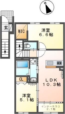 プライムヒルズ(2LDK/2階)の間取り写真