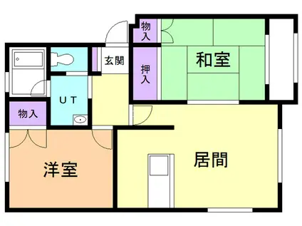 ライフインメイトピアB棟(2LDK/1階)の間取り写真