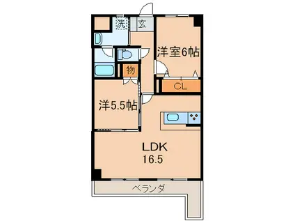 THE SQUARE・KOBAI PREMIUM(2LDK/2階)の間取り写真