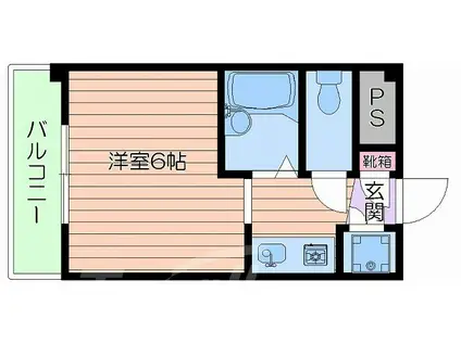 日の出プラザII号館(1K/4階)の間取り写真