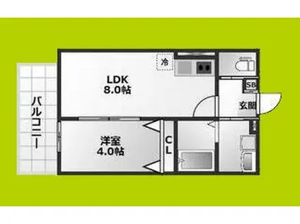 ALEGRIA北助松サウス(1LDK/2階)の間取り写真