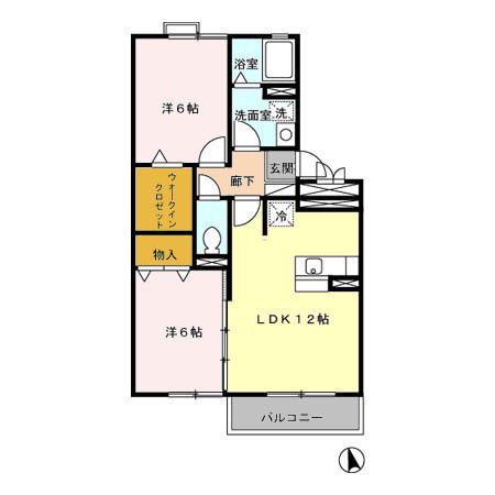 メゾン・ド・けやき(2LDK/2階)の間取り写真