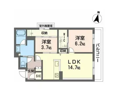 シャーメゾングラン南福岡(2LDK/2階)の間取り写真