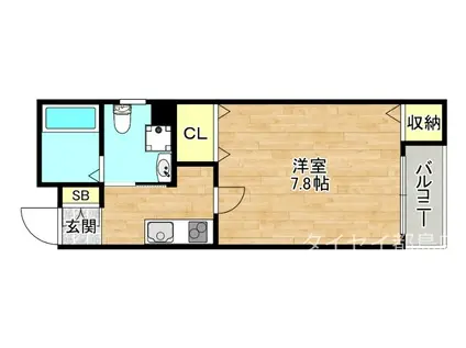 ベリーウェル都島II(1K/3階)の間取り写真