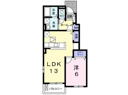 アルファハイム III(1LDK/1階)の間取り写真