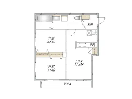 グランドゥール ソレイユ 浦和II(2LDK/1階)の間取り写真