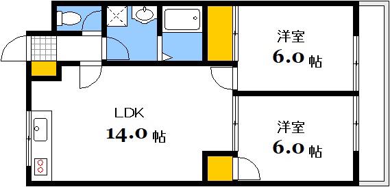 K.T BUILDING(2LDK/4階)の間取り写真